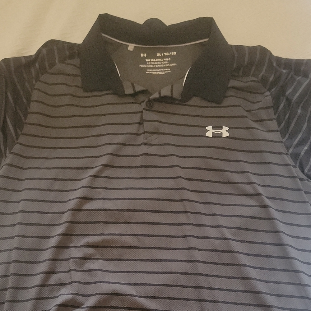 Under Armour Men's Gray and Black Polo Shirt